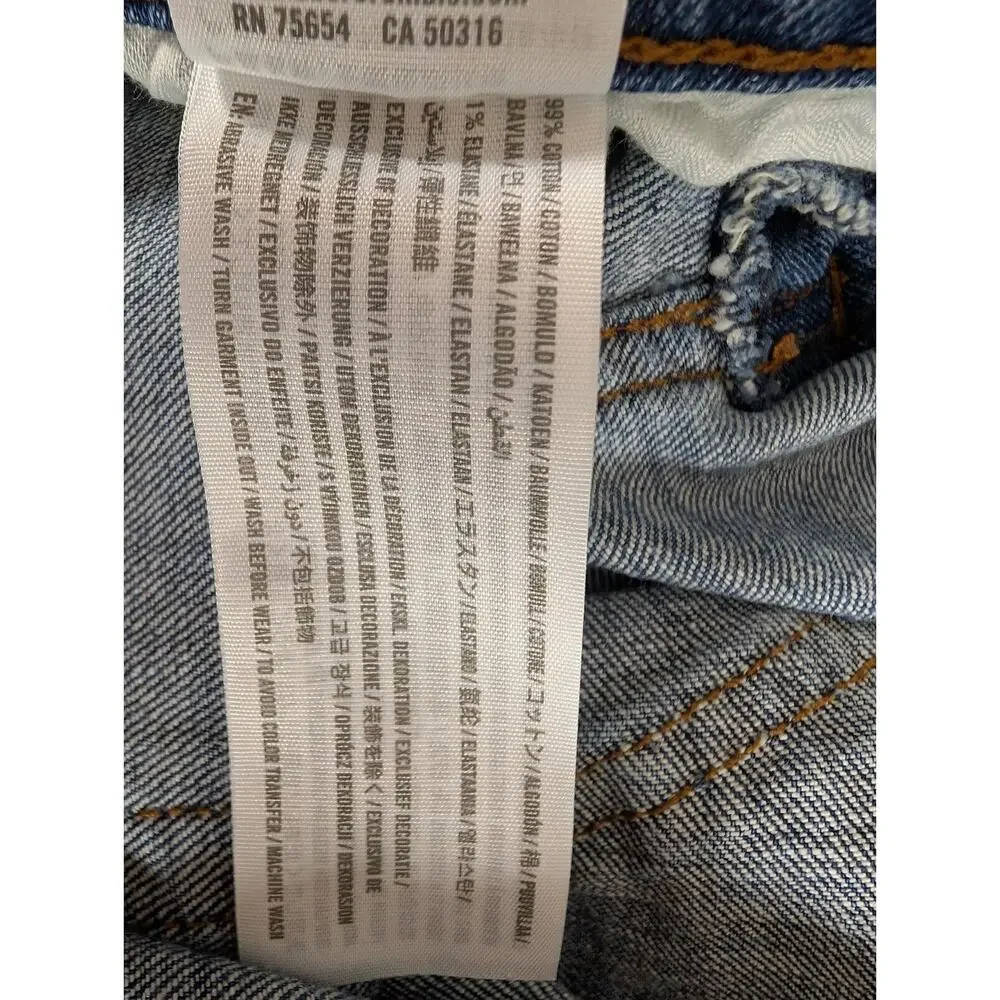 Abercrombie & Fitch Jeans Straight High Rise Distressed Blue Denim Size 31/12R